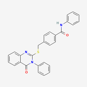 molecular formula C28H21N3O2S B4740591 4-{[(4-oxo-3-phenyl-3,4-dihydro-2-quinazolinyl)thio]methyl}-N-phenylbenzamide 