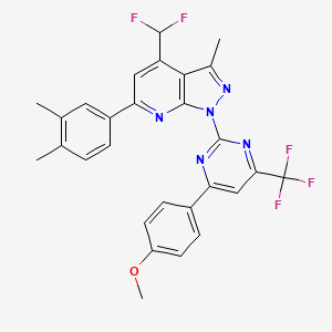 molecular formula C28H22F5N5O B4740597 4-(difluoromethyl)-6-(3,4-dimethylphenyl)-1-[4-(4-methoxyphenyl)-6-(trifluoromethyl)-2-pyrimidinyl]-3-methyl-1H-pyrazolo[3,4-b]pyridine 