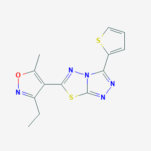 molecular formula C13H11N5OS2 B4740633 6-(3-ethyl-5-methyl-4-isoxazolyl)-3-(2-thienyl)[1,2,4]triazolo[3,4-b][1,3,4]thiadiazole 