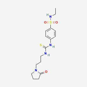 molecular formula C16H24N4O3S2 B4740659 N-ethyl-4-[({[3-(2-oxo-1-pyrrolidinyl)propyl]amino}carbonothioyl)amino]benzenesulfonamide 