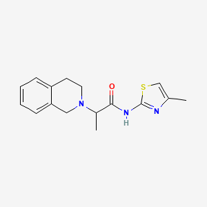 molecular formula C16H19N3OS B4740662 2-(3,4-dihydro-2(1H)-isoquinolinyl)-N-(4-methyl-1,3-thiazol-2-yl)propanamide 
