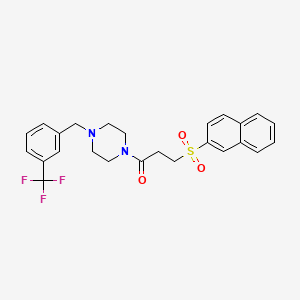molecular formula C25H25F3N2O3S B4740684 1-[3-(2-naphthylsulfonyl)propanoyl]-4-[3-(trifluoromethyl)benzyl]piperazine 