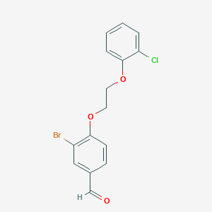 molecular formula C15H12BrClO3 B4740690 3-bromo-4-[2-(2-chlorophenoxy)ethoxy]benzaldehyde 