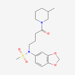 molecular formula C18H26N2O5S B4740723 N-1,3-benzodioxol-5-yl-N-[4-(3-methyl-1-piperidinyl)-4-oxobutyl]methanesulfonamide 