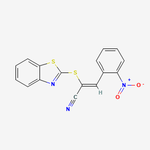 molecular formula C16H9N3O2S2 B4740733 2-(1,3-benzothiazol-2-ylthio)-3-(2-nitrophenyl)acrylonitrile 