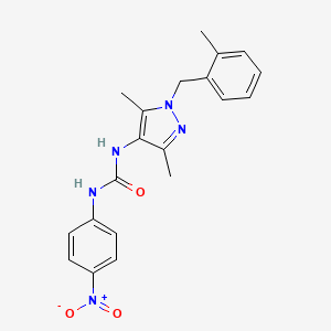 molecular formula C20H21N5O3 B4740777 N-[3,5-dimethyl-1-(2-methylbenzyl)-1H-pyrazol-4-yl]-N'-(4-nitrophenyl)urea 