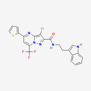 molecular formula C22H15ClF3N5OS B4740778 3-chloro-N-[2-(1H-indol-3-yl)ethyl]-5-(2-thienyl)-7-(trifluoromethyl)pyrazolo[1,5-a]pyrimidine-2-carboxamide 