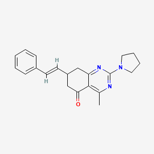 molecular formula C21H23N3O B4740822 4-methyl-7-(2-phenylvinyl)-2-(1-pyrrolidinyl)-7,8-dihydro-5(6H)-quinazolinone 