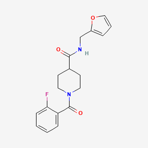 molecular formula C18H19FN2O3 B4740829 1-(2-fluorobenzoyl)-N-(2-furylmethyl)-4-piperidinecarboxamide 