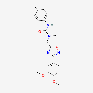 molecular formula C19H19FN4O4 B4740859 N-{[3-(3,4-dimethoxyphenyl)-1,2,4-oxadiazol-5-yl]methyl}-N'-(4-fluorophenyl)-N-methylurea 