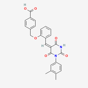 molecular formula C27H22N2O6 B4740894 4-[(2-{[1-(3,4-dimethylphenyl)-2,4,6-trioxotetrahydro-5(2H)-pyrimidinylidene]methyl}phenoxy)methyl]benzoic acid 