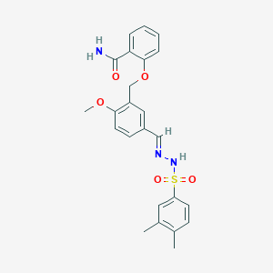 molecular formula C24H25N3O5S B4741038 2-[(5-{2-[(3,4-dimethylphenyl)sulfonyl]carbonohydrazonoyl}-2-methoxybenzyl)oxy]benzamide 