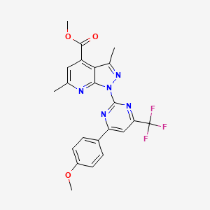 molecular formula C22H18F3N5O3 B4741046 methyl 1-[4-(4-methoxyphenyl)-6-(trifluoromethyl)-2-pyrimidinyl]-3,6-dimethyl-1H-pyrazolo[3,4-b]pyridine-4-carboxylate 
