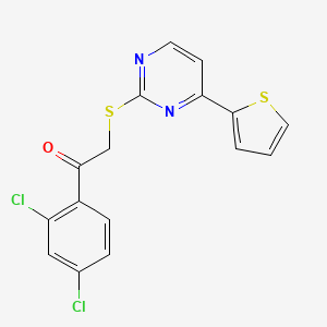 molecular formula C16H10Cl2N2OS2 B4741069 1-(2,4-dichlorophenyl)-2-{[4-(2-thienyl)-2-pyrimidinyl]thio}ethanone 