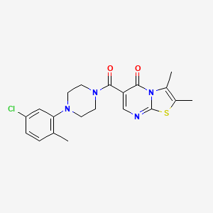 molecular formula C20H21ClN4O2S B4741111 6-{[4-(5-chloro-2-methylphenyl)-1-piperazinyl]carbonyl}-2,3-dimethyl-5H-[1,3]thiazolo[3,2-a]pyrimidin-5-one 