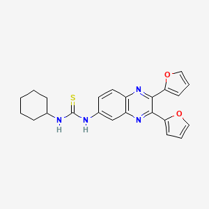 molecular formula C23H22N4O2S B4741159 N-cyclohexyl-N'-(2,3-di-2-furyl-6-quinoxalinyl)thiourea 