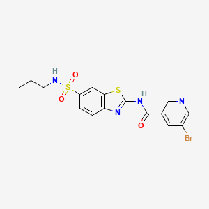 molecular formula C16H15BrN4O3S2 B4741165 5-bromo-N-{6-[(propylamino)sulfonyl]-1,3-benzothiazol-2-yl}nicotinamide 