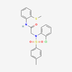 molecular formula C22H21ClN2O3S2 B4741235 N~2~-(2-chlorophenyl)-N~2~-[(4-methylphenyl)sulfonyl]-N~1~-[2-(methylthio)phenyl]glycinamide 