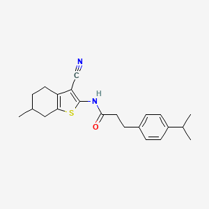 molecular formula C22H26N2OS B4741247 N-(3-cyano-6-methyl-4,5,6,7-tetrahydro-1-benzothien-2-yl)-3-(4-isopropylphenyl)propanamide 