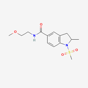 molecular formula C14H20N2O4S B4741255 N-(2-methoxyethyl)-2-methyl-1-(methylsulfonyl)-5-indolinecarboxamide 
