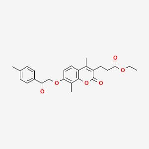 molecular formula C25H26O6 B4741300 ethyl 3-{4,8-dimethyl-7-[2-(4-methylphenyl)-2-oxoethoxy]-2-oxo-2H-chromen-3-yl}propanoate 