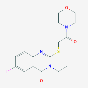 molecular formula C16H18IN3O3S B4741315 3-ethyl-6-iodo-2-{[2-(4-morpholinyl)-2-oxoethyl]thio}-4(3H)-quinazolinone 