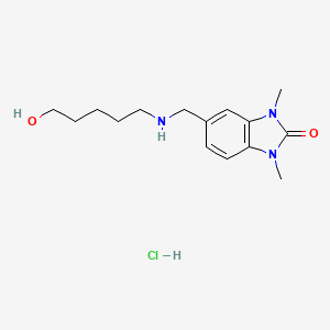 molecular formula C15H24ClN3O2 B4741416 5-{[(5-hydroxypentyl)amino]methyl}-1,3-dimethyl-1,3-dihydro-2H-benzimidazol-2-one hydrochloride 