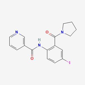 molecular formula C17H16IN3O2 B4741441 N-[4-iodo-2-(1-pyrrolidinylcarbonyl)phenyl]nicotinamide 