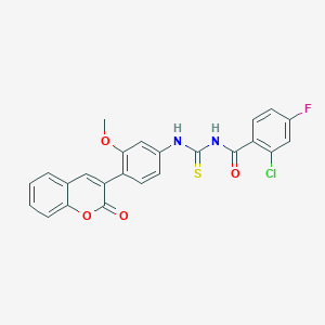 2-chloro-4-fluoro-N-{[3-methoxy-4-(2-oxo-2H-chromen-3-yl)phenyl]carbamothioyl}benzamide