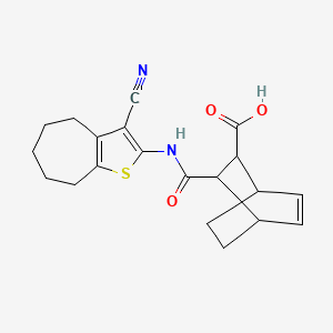 molecular formula C20H22N2O3S B4741503 3-{[(3-cyano-5,6,7,8-tetrahydro-4H-cyclohepta[b]thien-2-yl)amino]carbonyl}bicyclo[2.2.2]oct-5-ene-2-carboxylic acid 