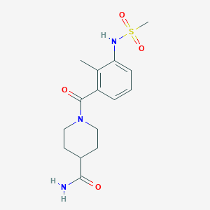 molecular formula C15H21N3O4S B4741522 1-{2-methyl-3-[(methylsulfonyl)amino]benzoyl}-4-piperidinecarboxamide 