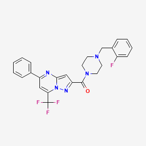 molecular formula C25H21F4N5O B4741612 [4-(2-FLUOROBENZYL)PIPERAZINO][5-PHENYL-7-(TRIFLUOROMETHYL)PYRAZOLO[1,5-A]PYRIMIDIN-2-YL]METHANONE 