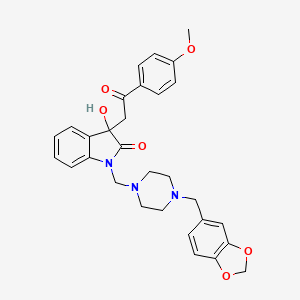 1-{[4-(1,3-benzodioxol-5-ylmethyl)piperazin-1-yl]methyl}-3-hydroxy-3-[2-(4-methoxyphenyl)-2-oxoethyl]-1,3-dihydro-2H-indol-2-one