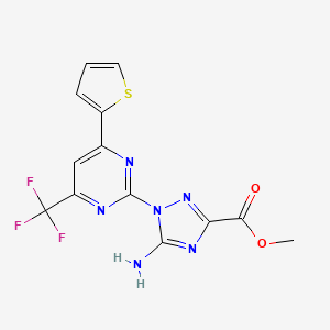 molecular formula C13H9F3N6O2S B4741648 Methyl 5-amino-1-[4-thiophen-2-yl-6-(trifluoromethyl)pyrimidin-2-yl]-1,2,4-triazole-3-carboxylate 