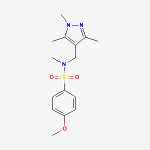 molecular formula C15H21N3O3S B4741667 4-甲氧基-N-甲基-N-[(1,3,5-三甲基-1H-吡唑-4-基)甲基]苯磺酰胺 