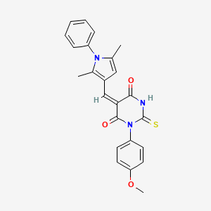 molecular formula C24H21N3O3S B4741684 5-[(2,5-dimethyl-1-phenyl-1H-pyrrol-3-yl)methylene]-1-(4-methoxyphenyl)-2-thioxodihydro-4,6(1H,5H)-pyrimidinedione 