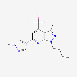 molecular formula C16H18F3N5 B4741689 1-butyl-3-methyl-6-(1-methyl-1H-pyrazol-4-yl)-4-(trifluoromethyl)-1H-pyrazolo[3,4-b]pyridine 