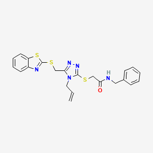 molecular formula C22H21N5OS3 B4741737 2-({4-allyl-5-[(1,3-benzothiazol-2-ylthio)methyl]-4H-1,2,4-triazol-3-yl}thio)-N-benzylacetamide 