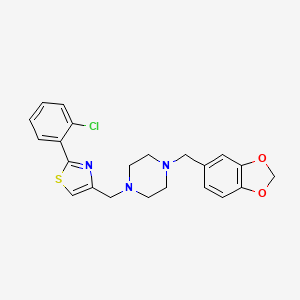 molecular formula C22H22ClN3O2S B4741746 1-(1,3-benzodioxol-5-ylmethyl)-4-{[2-(2-chlorophenyl)-1,3-thiazol-4-yl]methyl}piperazine 