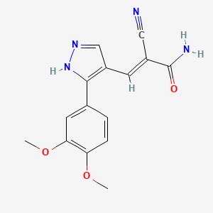 molecular formula C15H14N4O3 B4741775 2-cyano-3-[3-(3,4-dimethoxyphenyl)-1H-pyrazol-4-yl]acrylamide 