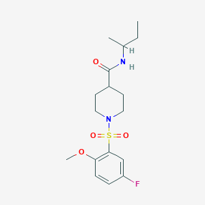 molecular formula C17H25FN2O4S B4741781 N-(butan-2-yl)-1-[(5-fluoro-2-methoxyphenyl)sulfonyl]piperidine-4-carboxamide 