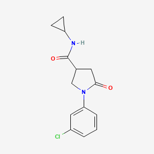 molecular formula C14H15ClN2O2 B4741789 1-(3-chlorophenyl)-N-cyclopropyl-5-oxo-3-pyrrolidinecarboxamide 