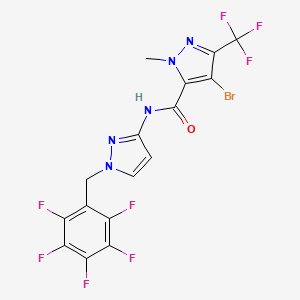 molecular formula C16H8BrF8N5O B4741791 4-BROMO-1-METHYL-N-[1-(2,3,4,5,6-PENTAFLUOROBENZYL)-1H-PYRAZOL-3-YL]-3-(TRIFLUOROMETHYL)-1H-PYRAZOLE-5-CARBOXAMIDE 