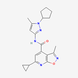 molecular formula C20H23N5O2 B4741822 N-(1-cyclopentyl-5-methyl-1H-pyrazol-3-yl)-6-cyclopropyl-3-methylisoxazolo[5,4-b]pyridine-4-carboxamide 