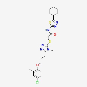 molecular formula C23H29ClN6O2S2 B4741836 2-({5-[3-(4-chloro-2-methylphenoxy)propyl]-4-methyl-4H-1,2,4-triazol-3-yl}thio)-N-(5-cyclohexyl-1,3,4-thiadiazol-2-yl)acetamide 