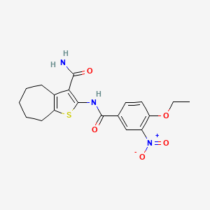 molecular formula C19H21N3O5S B4741839 2-[(4-ethoxy-3-nitrobenzoyl)amino]-5,6,7,8-tetrahydro-4H-cyclohepta[b]thiophene-3-carboxamide 