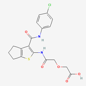 molecular formula C18H17ClN2O5S B4741873 {2-[(3-{[(4-chlorophenyl)amino]carbonyl}-5,6-dihydro-4H-cyclopenta[b]thien-2-yl)amino]-2-oxoethoxy}acetic acid 