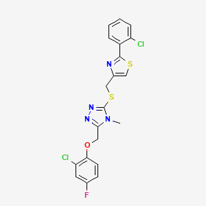 molecular formula C20H15Cl2FN4OS2 B4741939 3-[(2-chloro-4-fluorophenoxy)methyl]-5-({[2-(2-chlorophenyl)-1,3-thiazol-4-yl]methyl}thio)-4-methyl-4H-1,2,4-triazole 