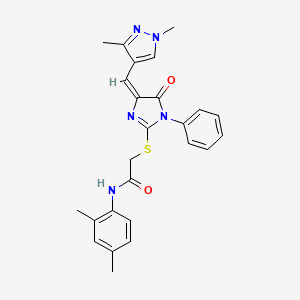 molecular formula C25H25N5O2S B4741992 N-(2,4-dimethylphenyl)-2-({4-[(1,3-dimethyl-1H-pyrazol-4-yl)methylene]-5-oxo-1-phenyl-4,5-dihydro-1H-imidazol-2-yl}thio)acetamide 