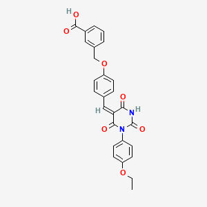 molecular formula C27H22N2O7 B4741994 3-[(4-{[1-(4-ethoxyphenyl)-2,4,6-trioxotetrahydro-5(2H)-pyrimidinylidene]methyl}phenoxy)methyl]benzoic acid 